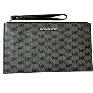 ✔️Michael Kors Large Jet Set Logo Coated Canvas Pouch Clutch Wristlet